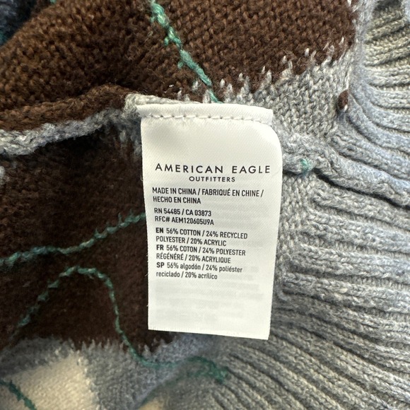 Y2K Preppy Academia Cropped Argyle Sweater Womens Medium Grey Brown - Picture 5 of 9